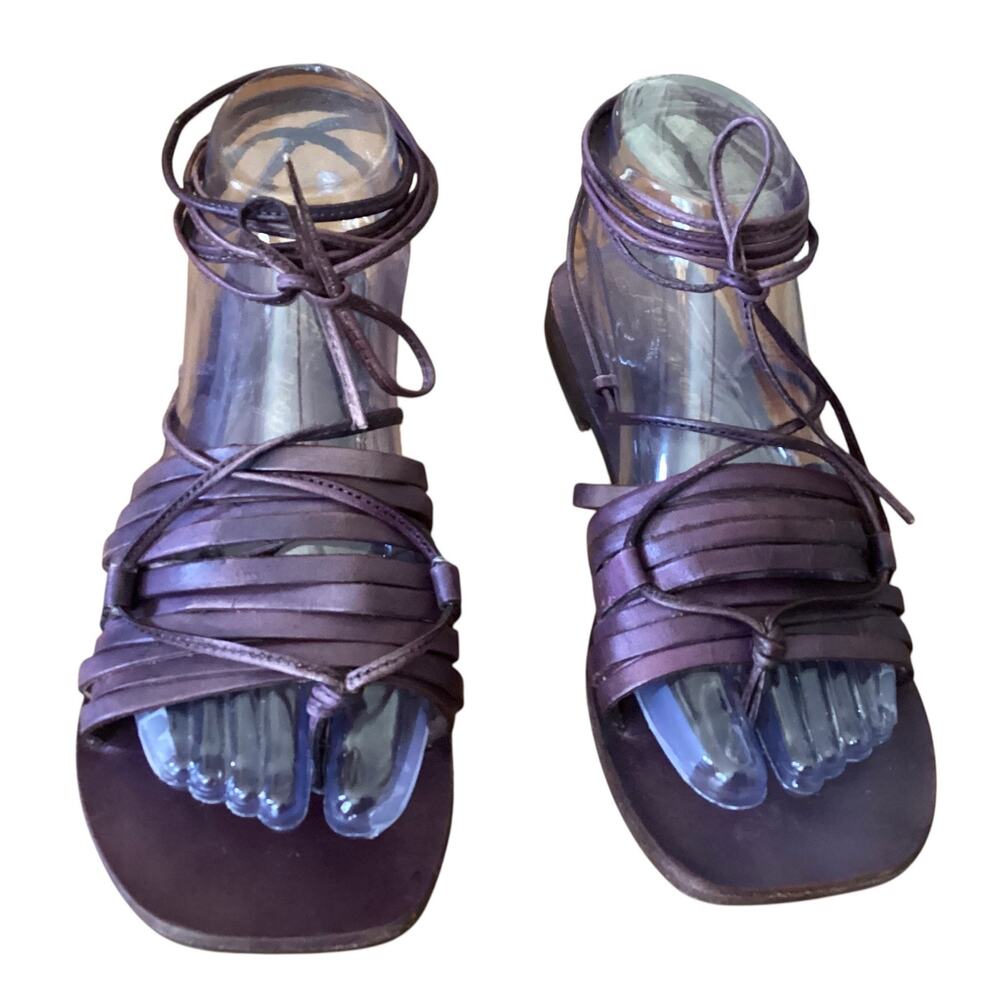 Free People Cami Huarache Wrap Sandals Gladiator Leather Purple sz 36